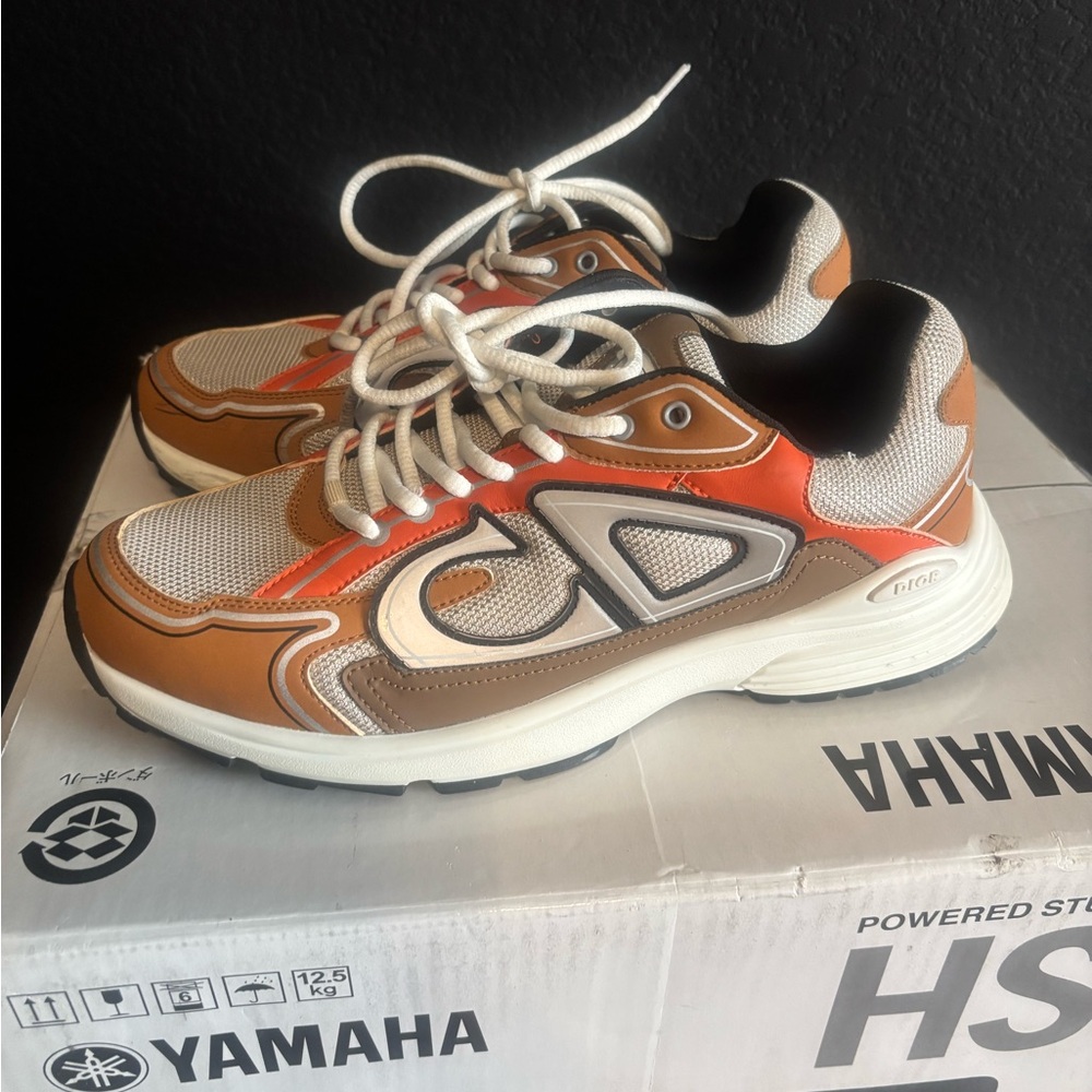 Dior Men's Orange and Brown Sneakers - Picture 3 of 5